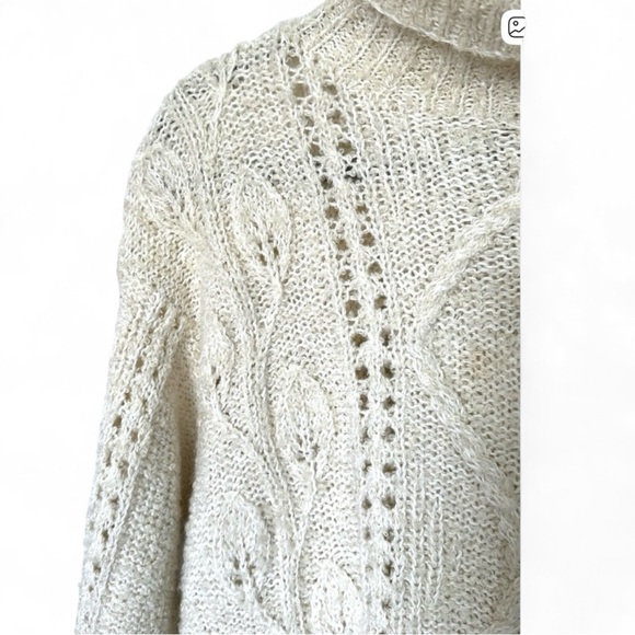 Vintage Jennifer Reed Neiman Marcus Hand Knitted Cream Turtleneck Sweater-XL - Picture 6 of 10